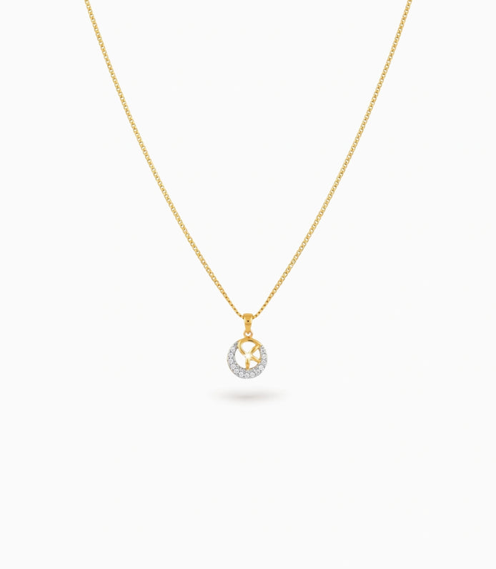 Gold Plated Round CZ Chain & Pendant