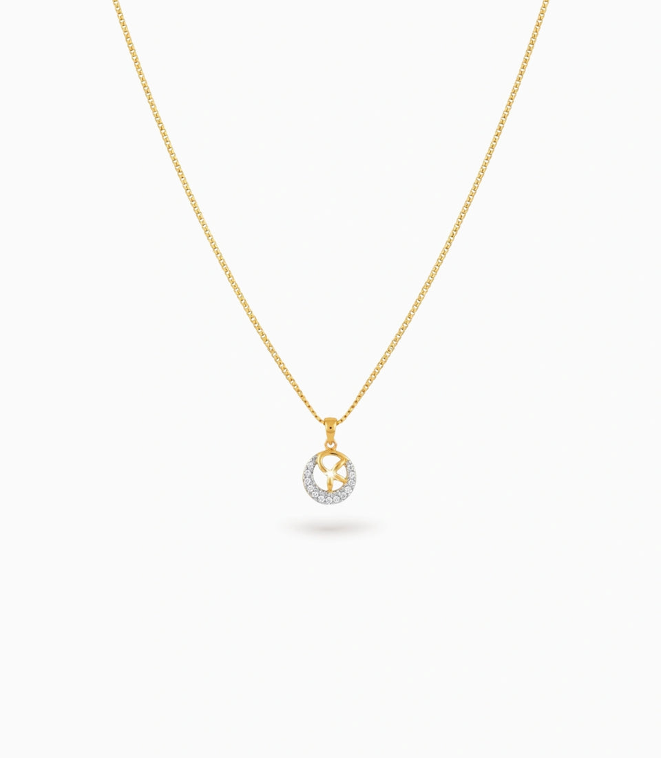 Gold Plated Round CZ Chain & Pendant