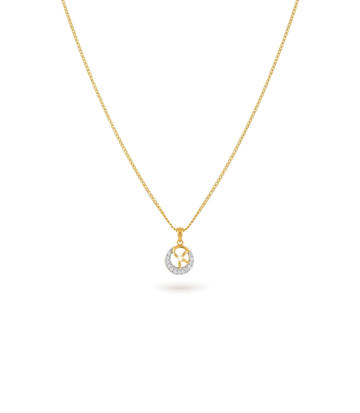 Gold Plated Round CZ Chain & Pendant