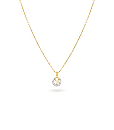 Gold Plated Round CZ Chain & Pendant