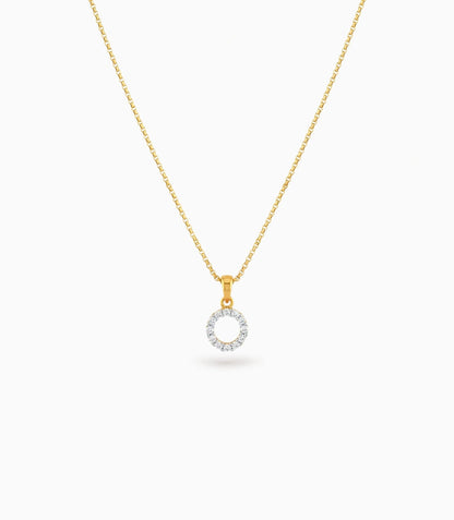 Gold Plated Circle CZ Chain & Pendant