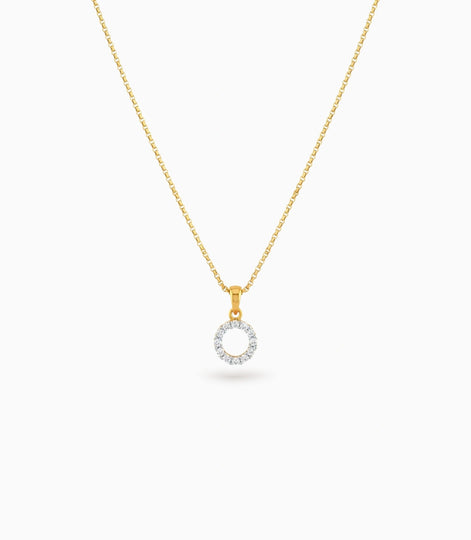 Gold Plated Circle CZ Chain & Pendant