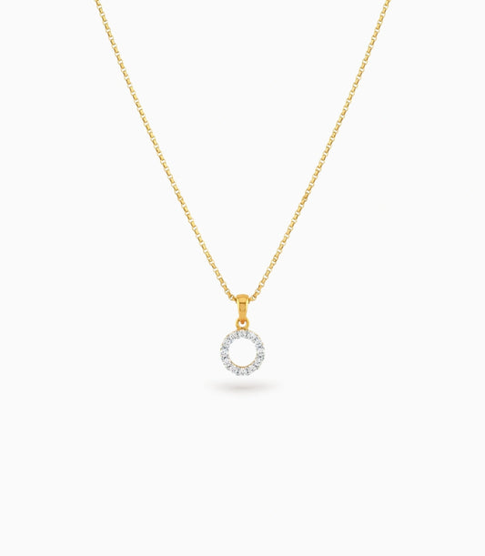 Gold Plated Circle CZ Chain & Pendant
