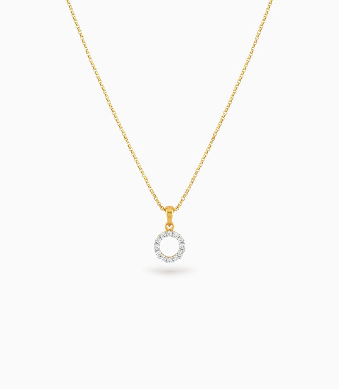 Gold Plated Circle CZ Chain & Pendant