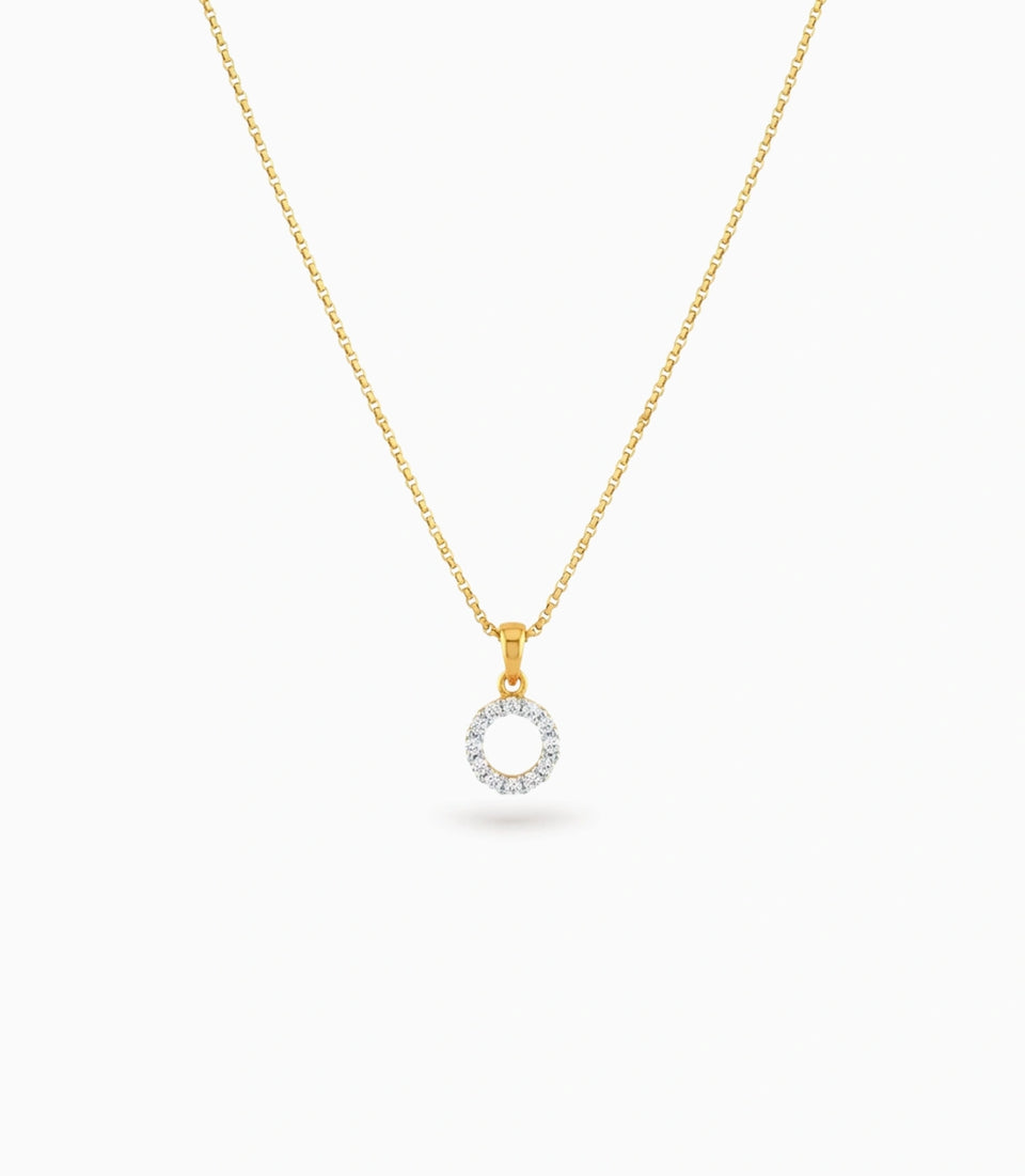 Gold Plated Circle CZ Chain & Pendant