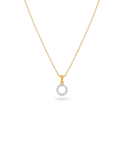 Gold Plated Circle CZ Chain & Pendant