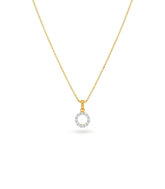 Gold Plated Circle CZ Chain & Pendant