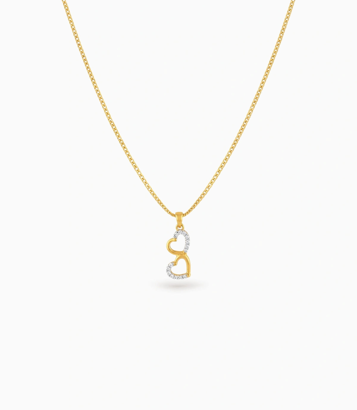 Gold Plated Dual Heart CZ Chain & Pendant