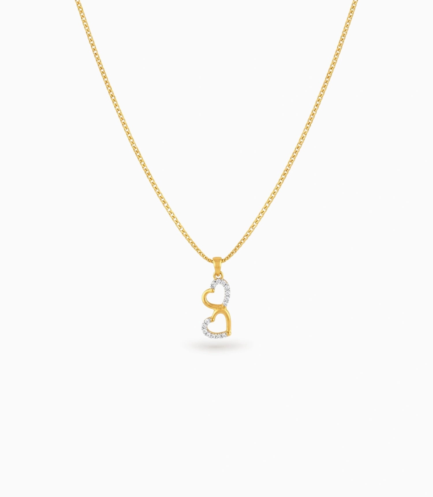 Gold Plated Dual Heart CZ Chain & Pendant