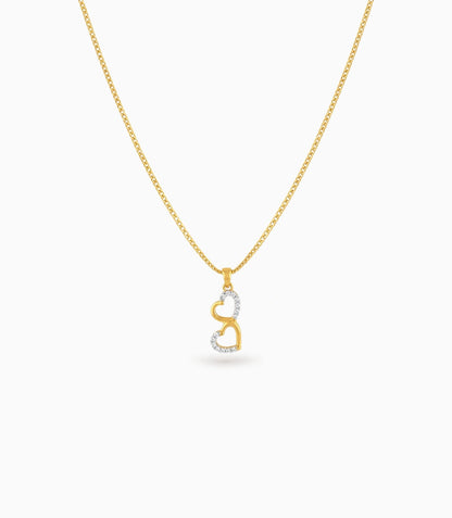 Gold Plated Dual Heart CZ Chain & Pendant
