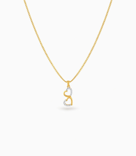 Gold Plated Dual Heart CZ Chain & Pendant