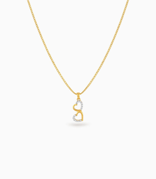 Gold Plated Dual Heart CZ Chain & Pendant
