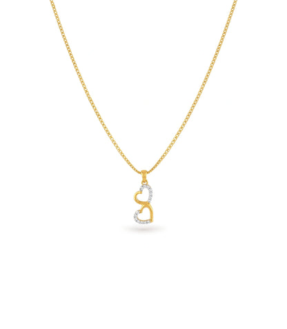 Gold Plated Dual Heart CZ Chain & Pendant