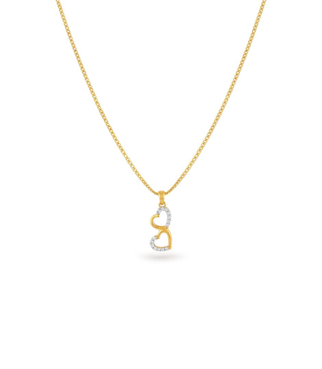 Gold Plated Dual Heart CZ Chain & Pendant