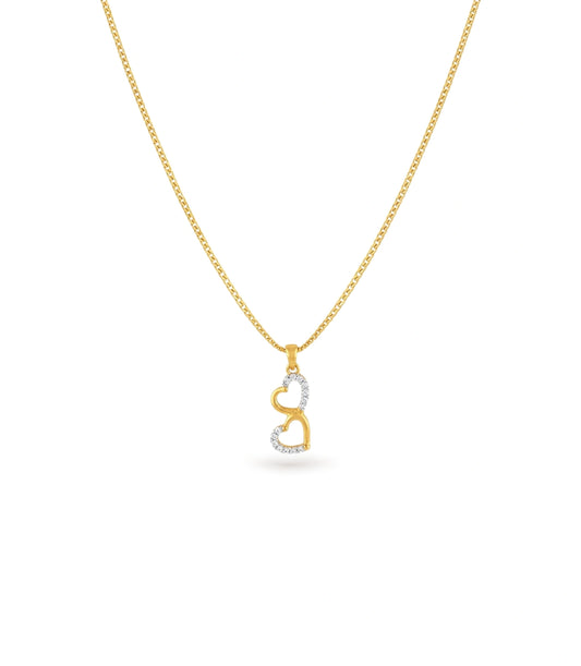 Gold Plated Dual Heart CZ Chain & Pendant