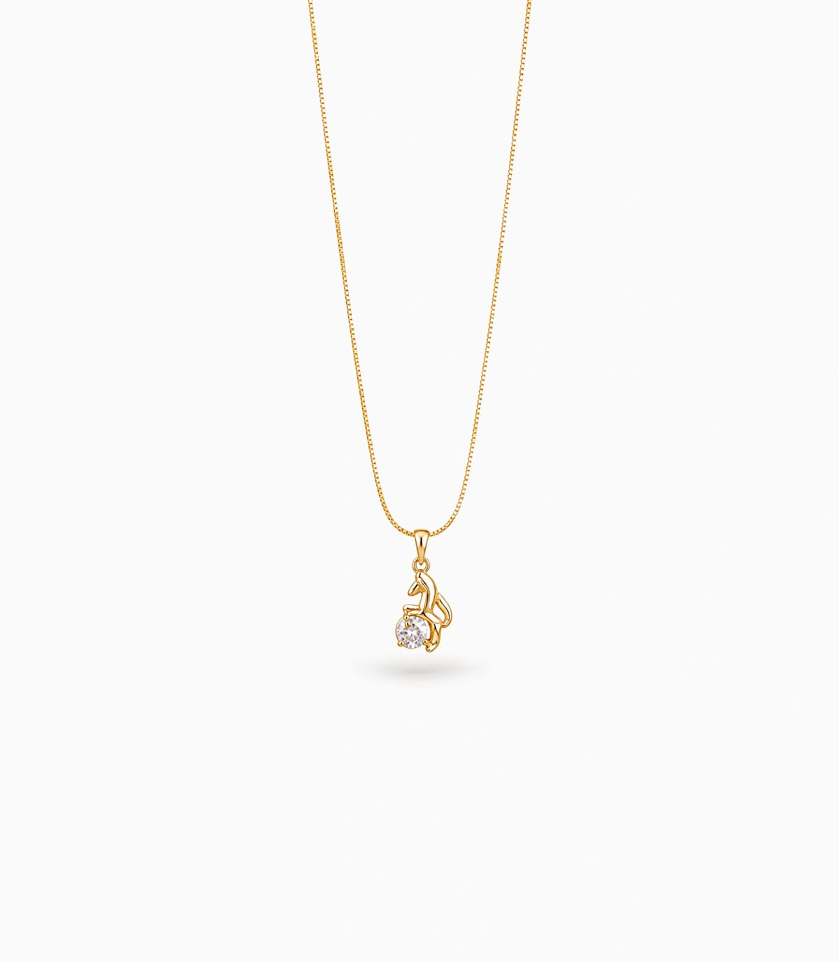 Gold Plated Jumping Fox CZ Chain & Pendant