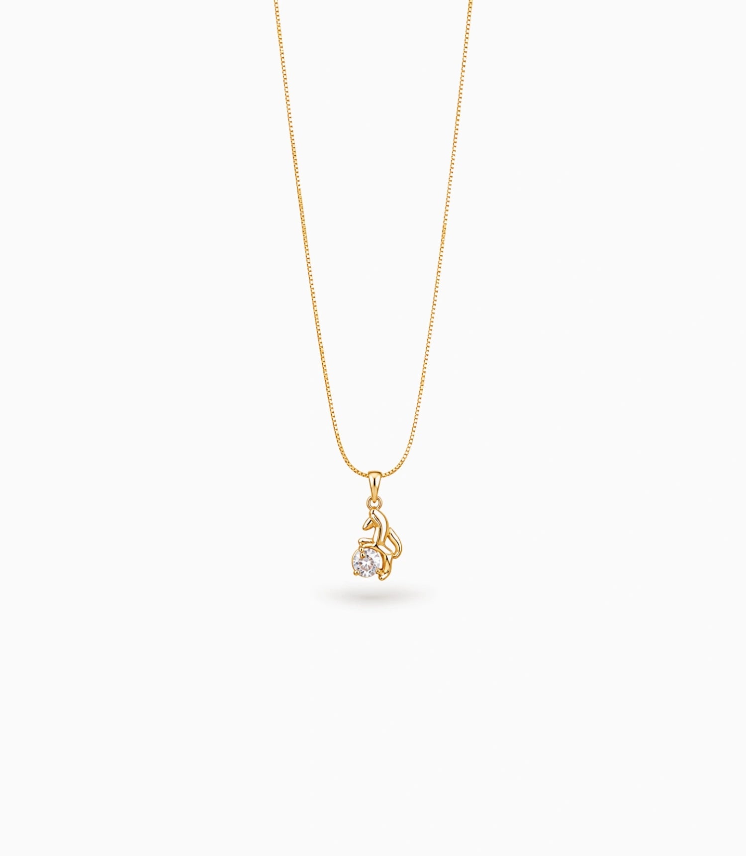 Gold Plated Jumping Fox CZ Chain & Pendant