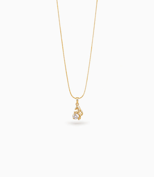 Gold Plated Jumping Fox CZ Chain & Pendant