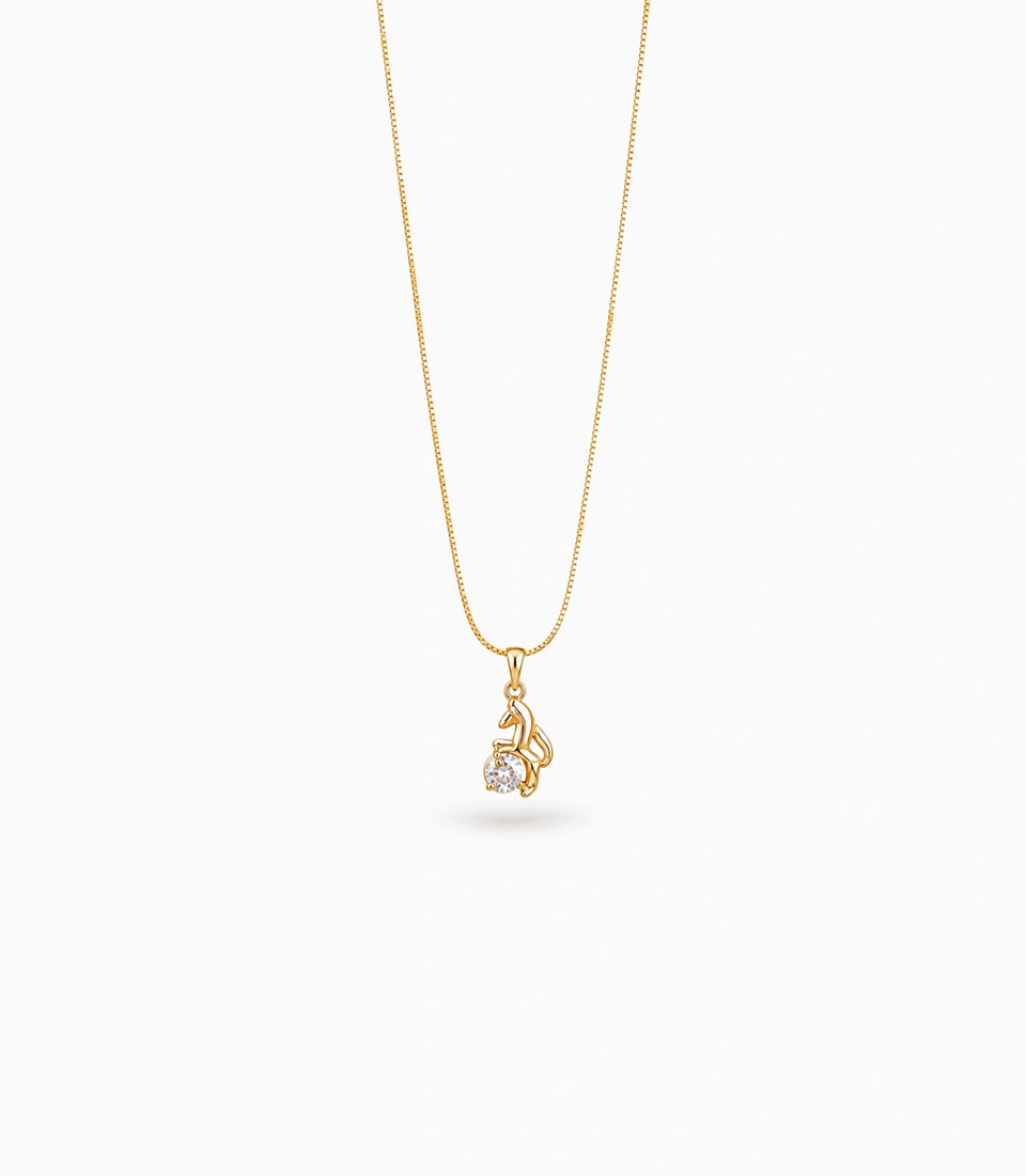 Gold Plated Jumping Fox CZ Chain & Pendant