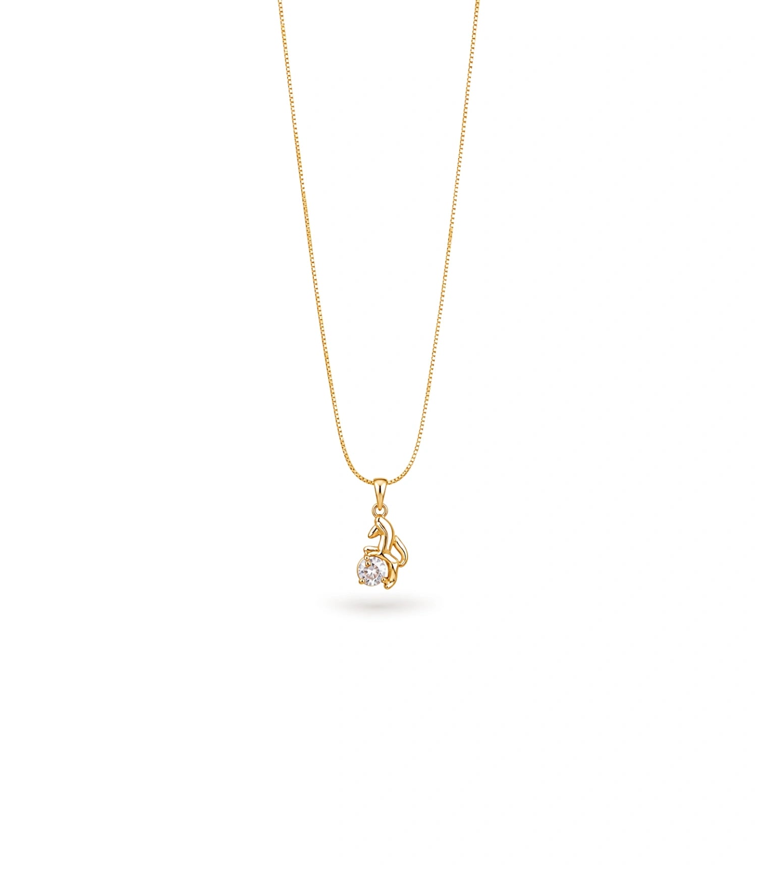 Gold Plated Jumping Fox CZ Chain & Pendant