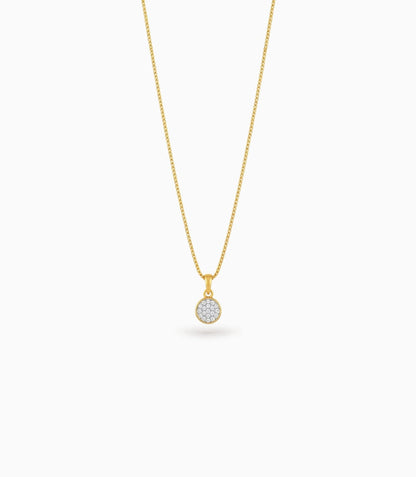 Gold Plated Round Fill CZ Chain & Pendant