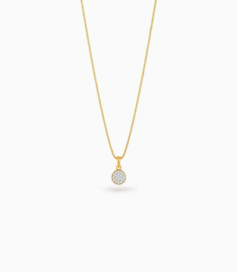 Gold Plated Round Fill CZ Chain & Pendant
