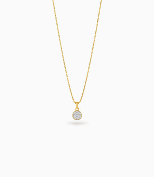 Gold Plated Round Fill CZ Chain & Pendant