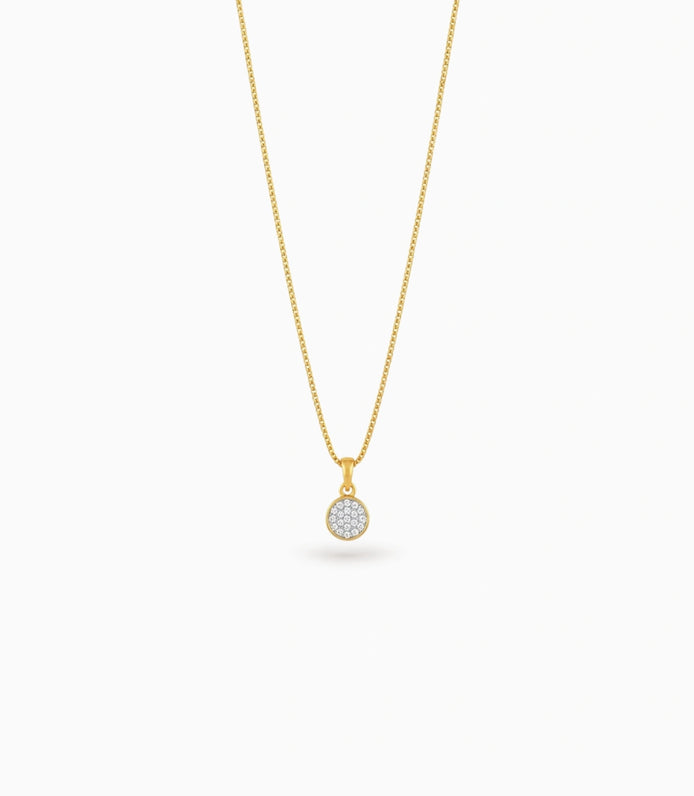 Gold Plated Round Fill CZ Chain & Pendant