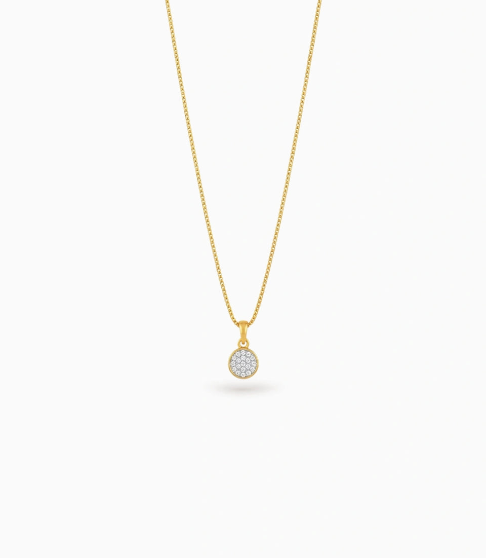 Gold Plated Round Fill CZ Chain & Pendant