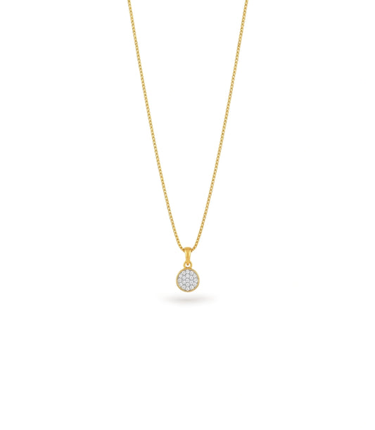 Gold Plated Round Fill CZ Chain & Pendant