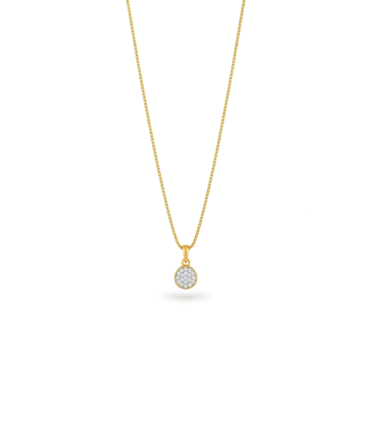 Gold Plated Round Fill CZ Chain & Pendant