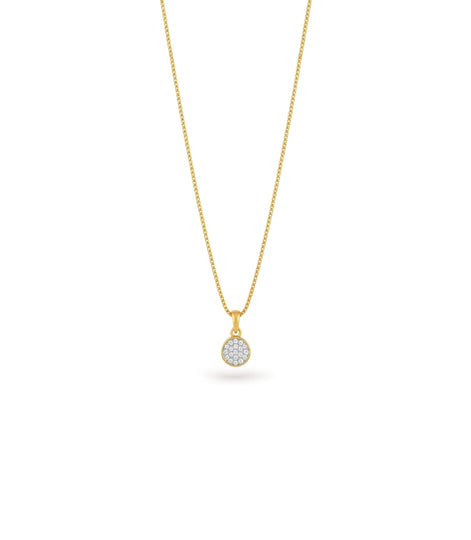 Gold Plated Round Fill CZ Chain & Pendant