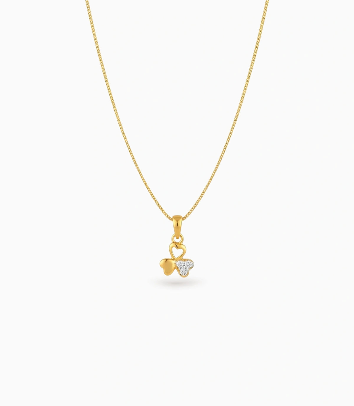 Gold Plated Triple Heart CZ Chain & Pendant