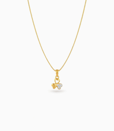 Gold Plated Triple Heart CZ Chain & Pendant