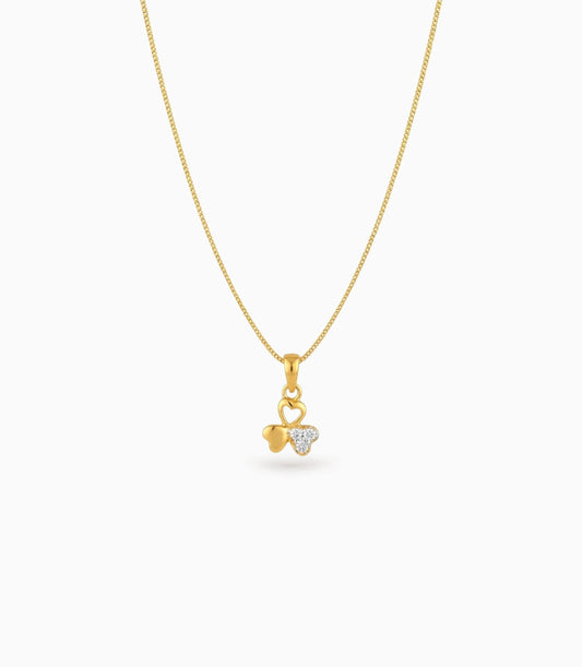 Gold Plated Triple Heart CZ Chain & Pendant