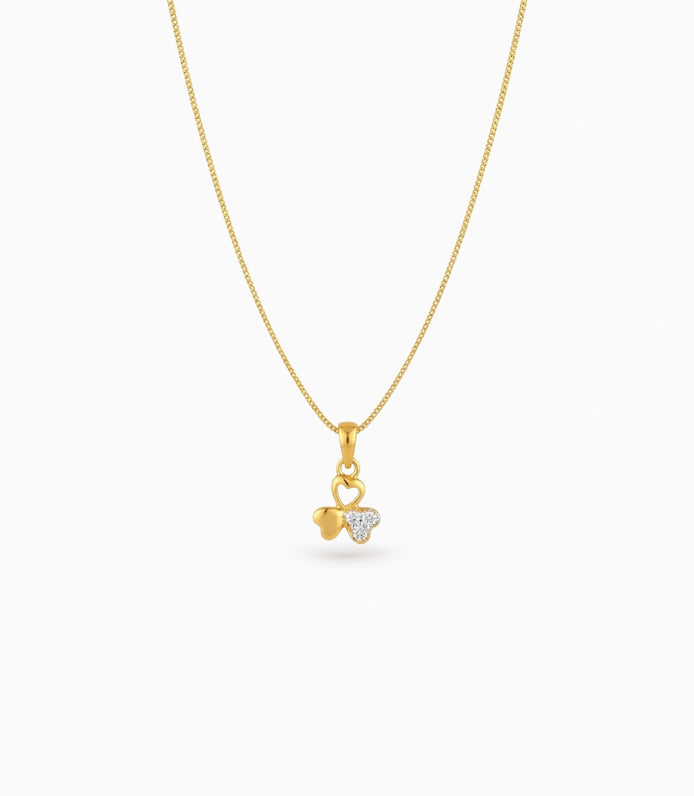 Gold Plated Triple Heart CZ Chain & Pendant