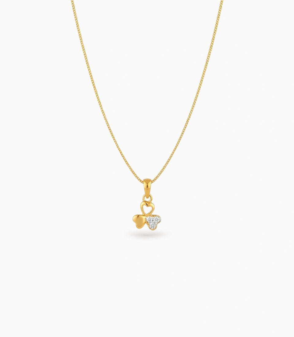Gold Plated Triple Heart CZ Chain & Pendant
