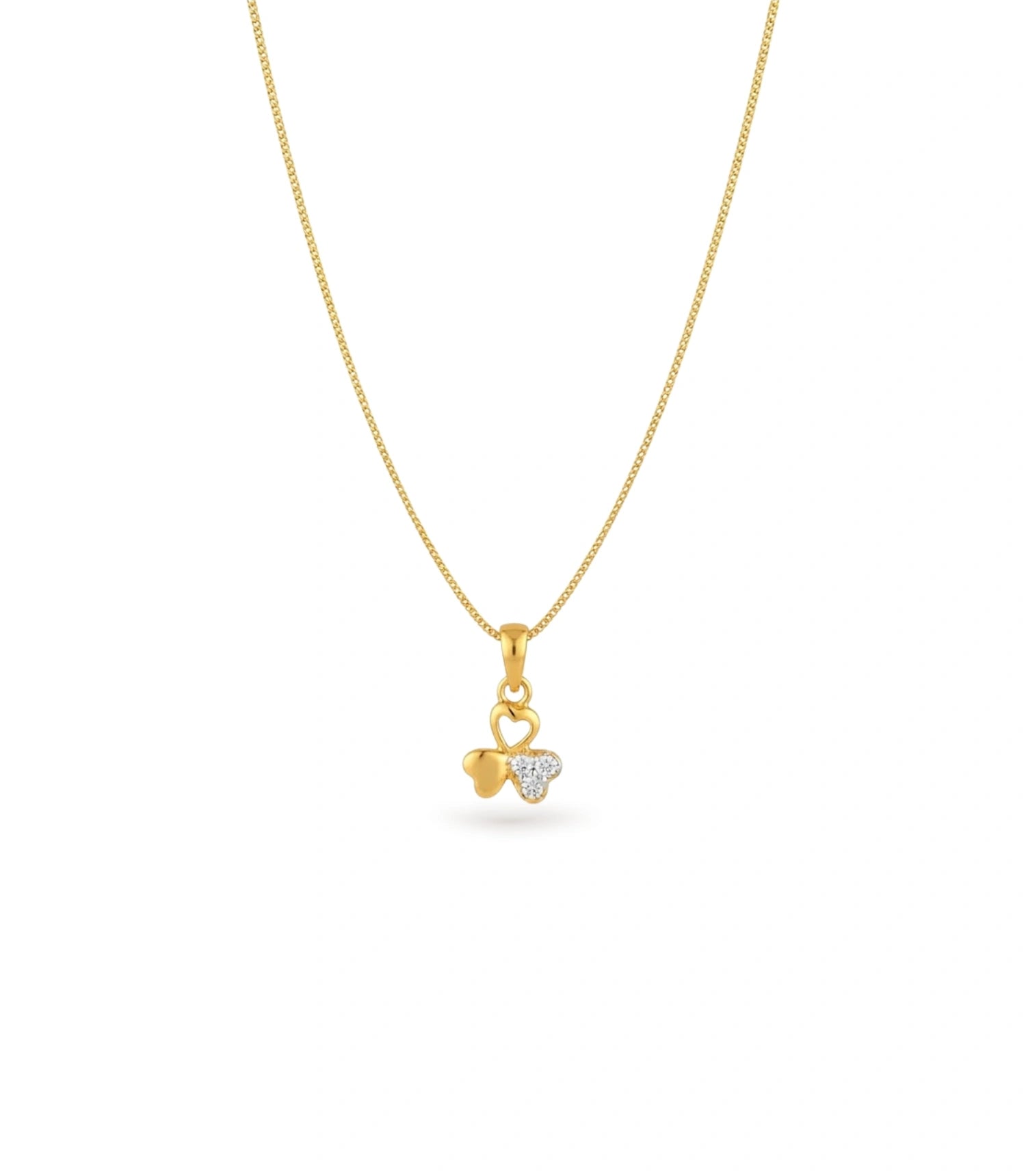 Gold Plated Triple Heart CZ Chain & Pendant