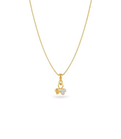 Gold Plated Triple Heart CZ Chain & Pendant