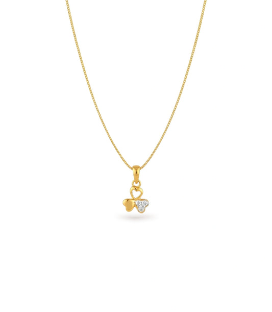 Gold Plated Triple Heart CZ Chain & Pendant