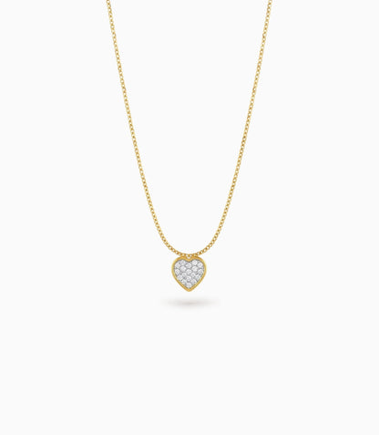 Gold Plated Heart CZ Chain & Pendant