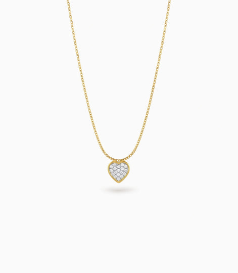 Gold Plated Heart CZ Chain & Pendant