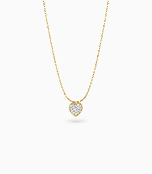 Gold Plated Heart CZ Chain & Pendant