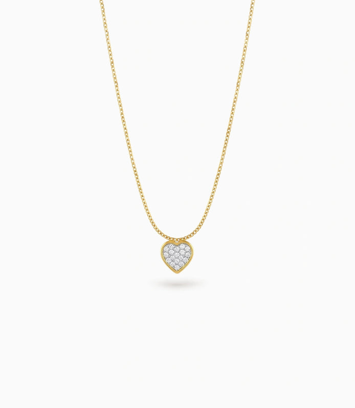 Gold Plated Heart CZ Chain & Pendant
