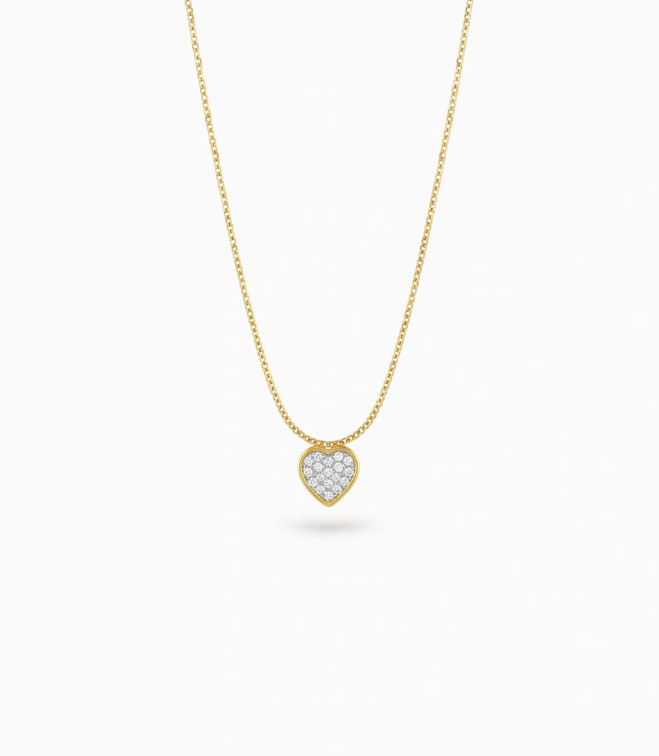 Gold Plated Heart CZ Chain & Pendant