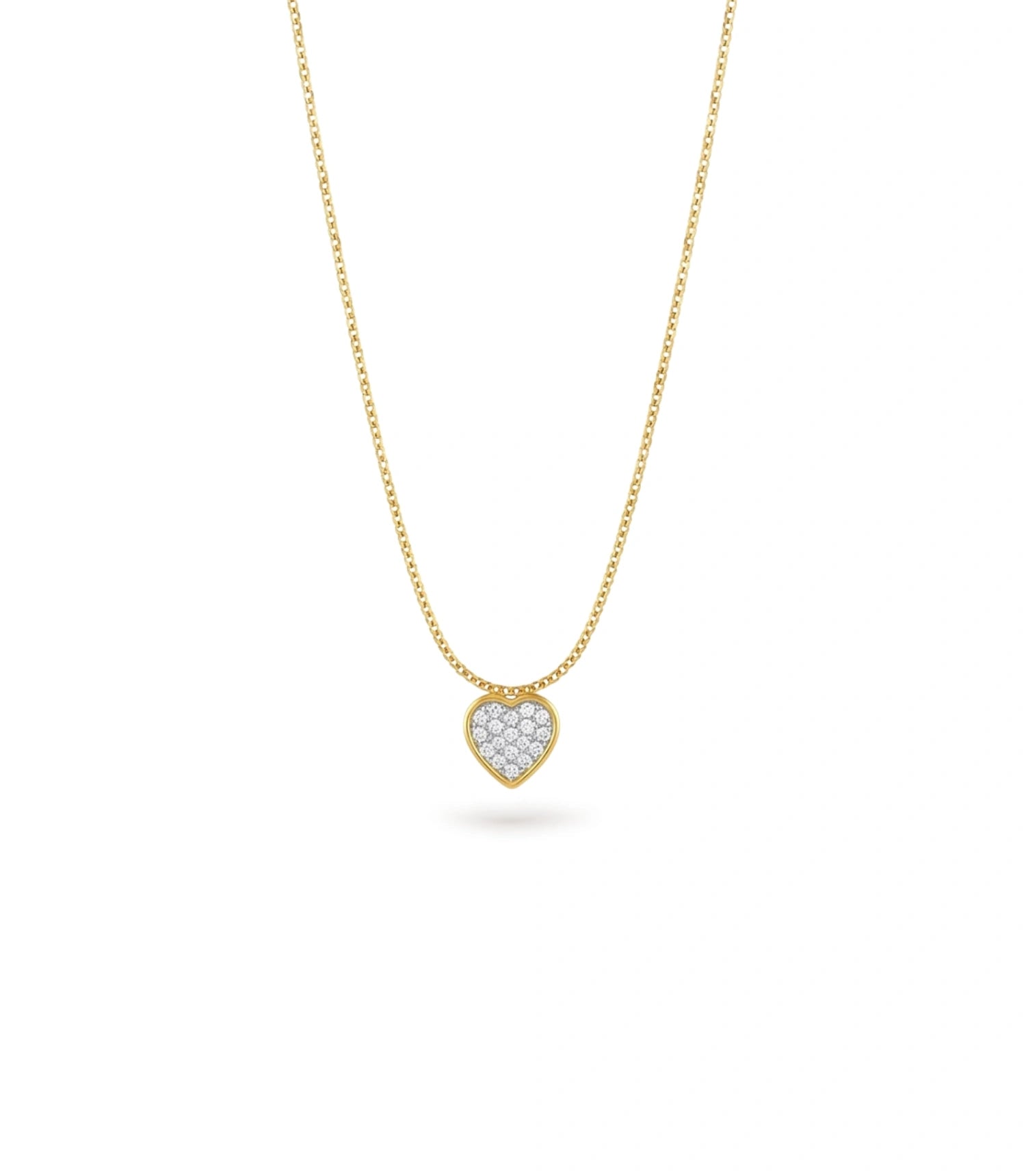 Gold Plated Heart CZ Chain & Pendant