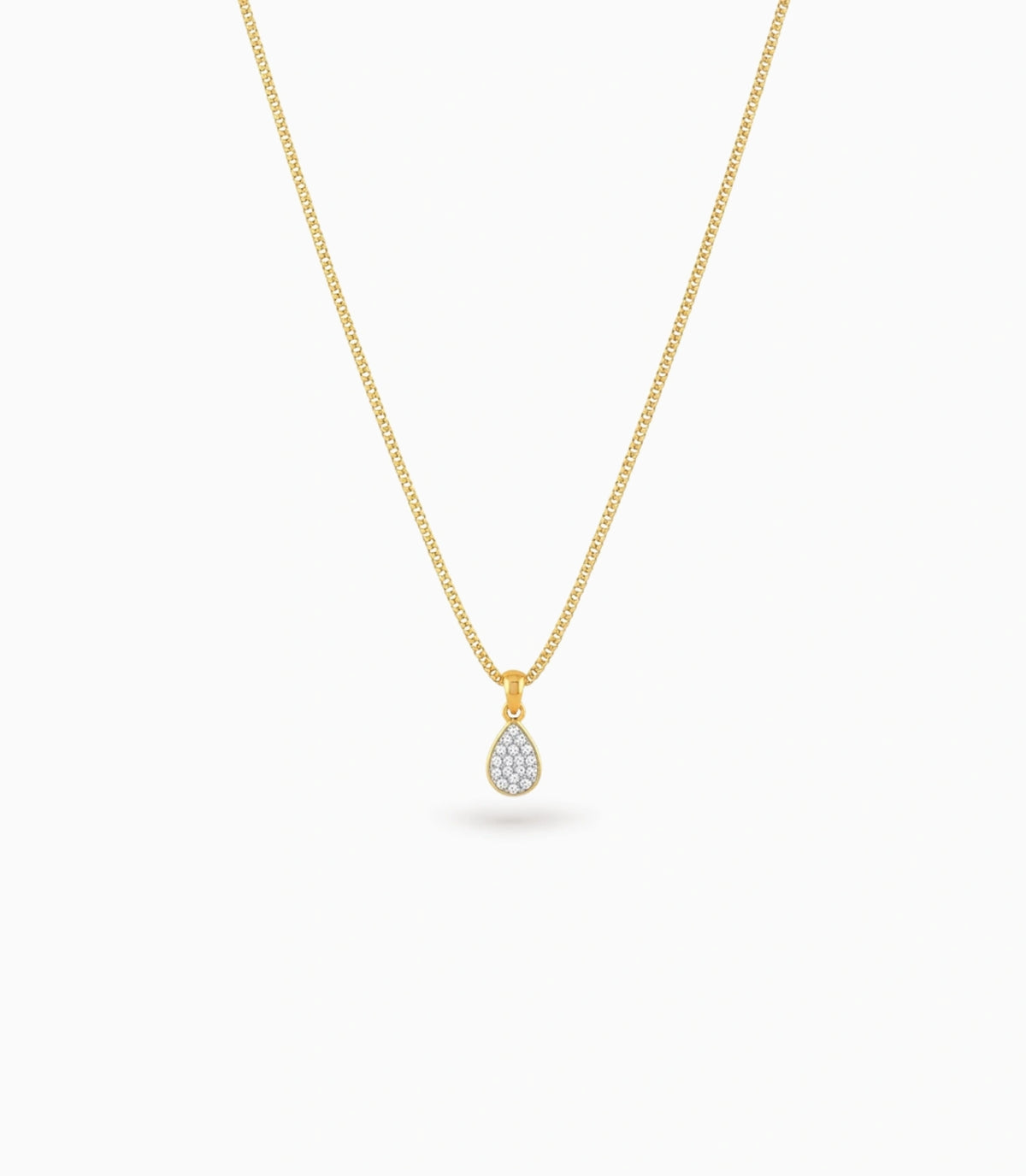 Gold Plated Oval CZ Chain & Pendant