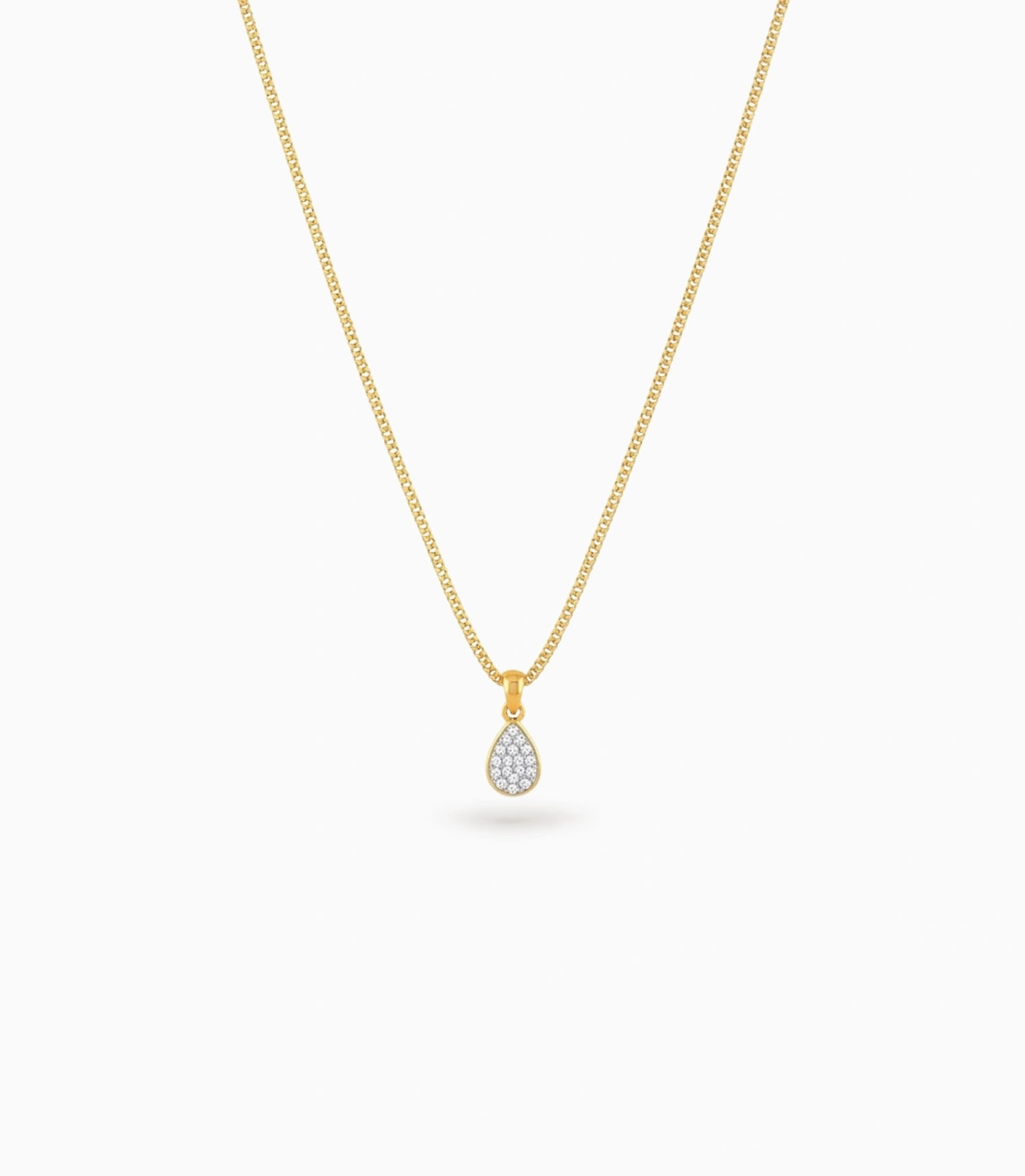 Gold Plated Oval CZ Chain & Pendant