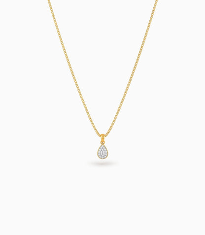 Gold Plated Oval CZ Chain & Pendant