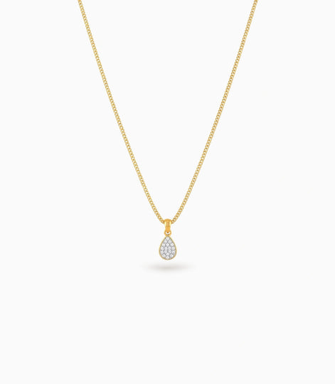 Gold Plated Oval CZ Chain & Pendant